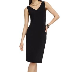 Vintage Jones New York V Neck Sleeveless Midi Dress in Black